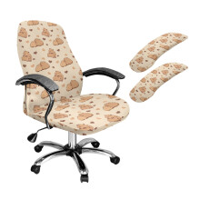 Set bureaustoelhoezen met capibara-print, inclusief armleuninghoezen, geschikt voor gaming- en bureaustoelen.