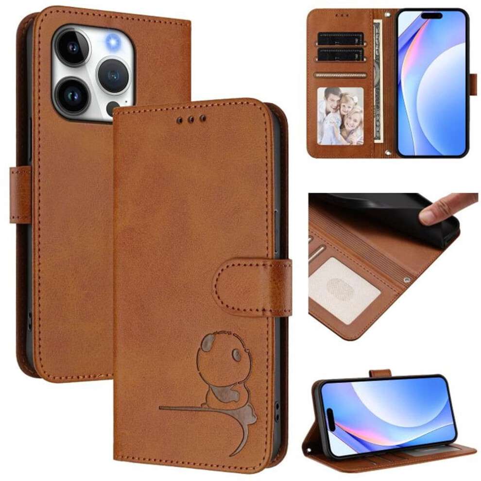 Iphone 16 Pro Case Embossed Leather With Rfid Wallet Brown 9101399758167