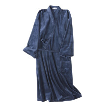 Men's Plush Thermal Fleece Robe Heavyweight Winter Homewear, 915g Soft Cozy Flannel Bathrobe for Indoor Lounging
