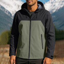 Winddichte und wasserabweisende Herren-Windjacke mit Kapuze -