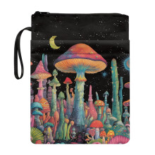 Étui pour Bible en polyester avec fermeture éclair, 29 x 22 cm, motif Forêt de Champignons Enchantée