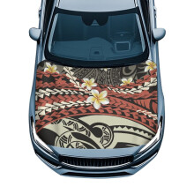 All-Season Polynesian Plumeria Car Hood Cover – Compatible with Most Sedans, Trucks, Pickups & Sports Cars