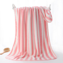 Korallensamt-Badetuch unter 5  – weich, saugfähig und schnelltrocknend, 140 cm x 69 cm, gestreift, pflegeleicht – geeignet für Bad, Dusche