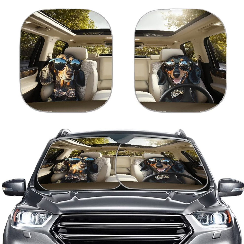 Foldable Car Sun Shade 2-Pack Â Dachshund Design, Heat Reflector For Windshield, Compatible With Cars, Vans, Suvs, Trucks 9455834311104