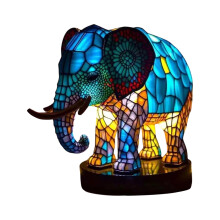 Lampa stołowa w kształcie witrażu Corgi, ręcznie robiona mozaika, dekoracyjna lampa akcentowa do salonu, sypialni, biurka