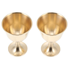 2 stuks koperen hoge cocktailglazen zonder steel, goudkleurig