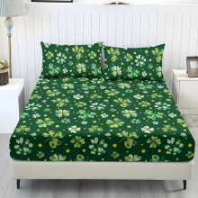 Set di lenzuola matrimoniali 3 pezzi, poliestere-spandex rinfrescante, biancheria da letto morbida per il giorno di San Patrizio, tasca da 9,8",