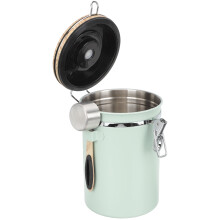 Recipiente hermético de acero inoxidable y madera para café de Pretyzoom para uso doméstico.