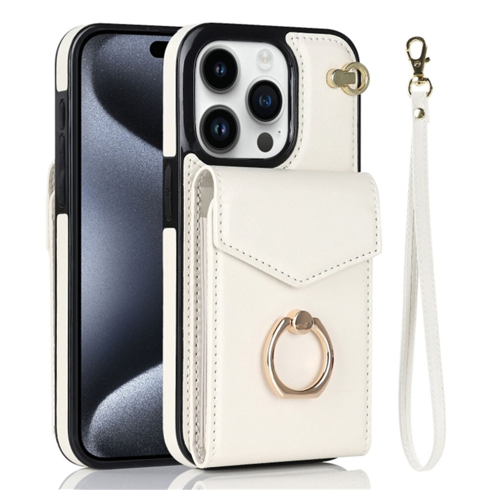 Pu Leather Wallet Case For Iphone 14 Pro Beige Cream 9362892757327