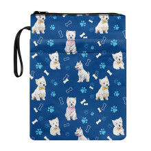 Vintage Dog Bone Pattern Book Cover Sleeve with Handle, Pocket & Zipper – 11.48.66", Polyester Fabric Bible Organizer
