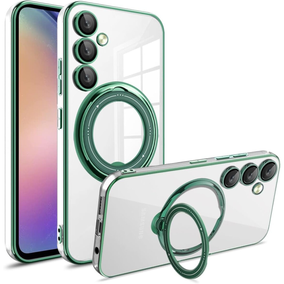 Clear Shockproof Case With Magnetic Ring, Kickstand & Wireless Charging For Galaxy S22 Plus 5G (6.6", 2022) – Green 9455834310695
