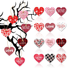 Heart Hanging Ornaments Red Pink 12Pcs