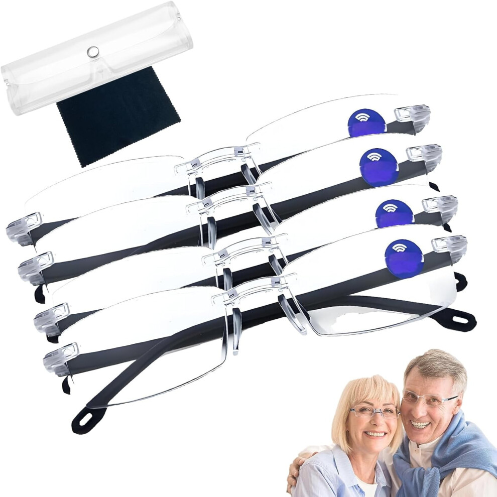 Blueease-Optics Glasses, Auto Zoom Reading Glasses with Anti Blue Light, Clear Automatic Zoom Reading Eyeglasses, Far and Near