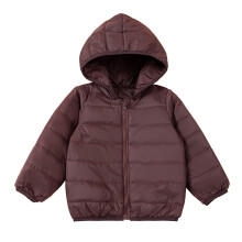 Manteau d'hiver pour enfants AWZXDE2025, garçon/fille, marron, matelassé, à capuche, court, chaud, pour temps froid, couleur bordeaux, 12-18 mois