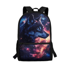 Galaxy Wolf School Backpack for Boys & Girls 6-12, Lightweight Casual Bookbag – Compatible with Elementary & Kindergarten Back to School