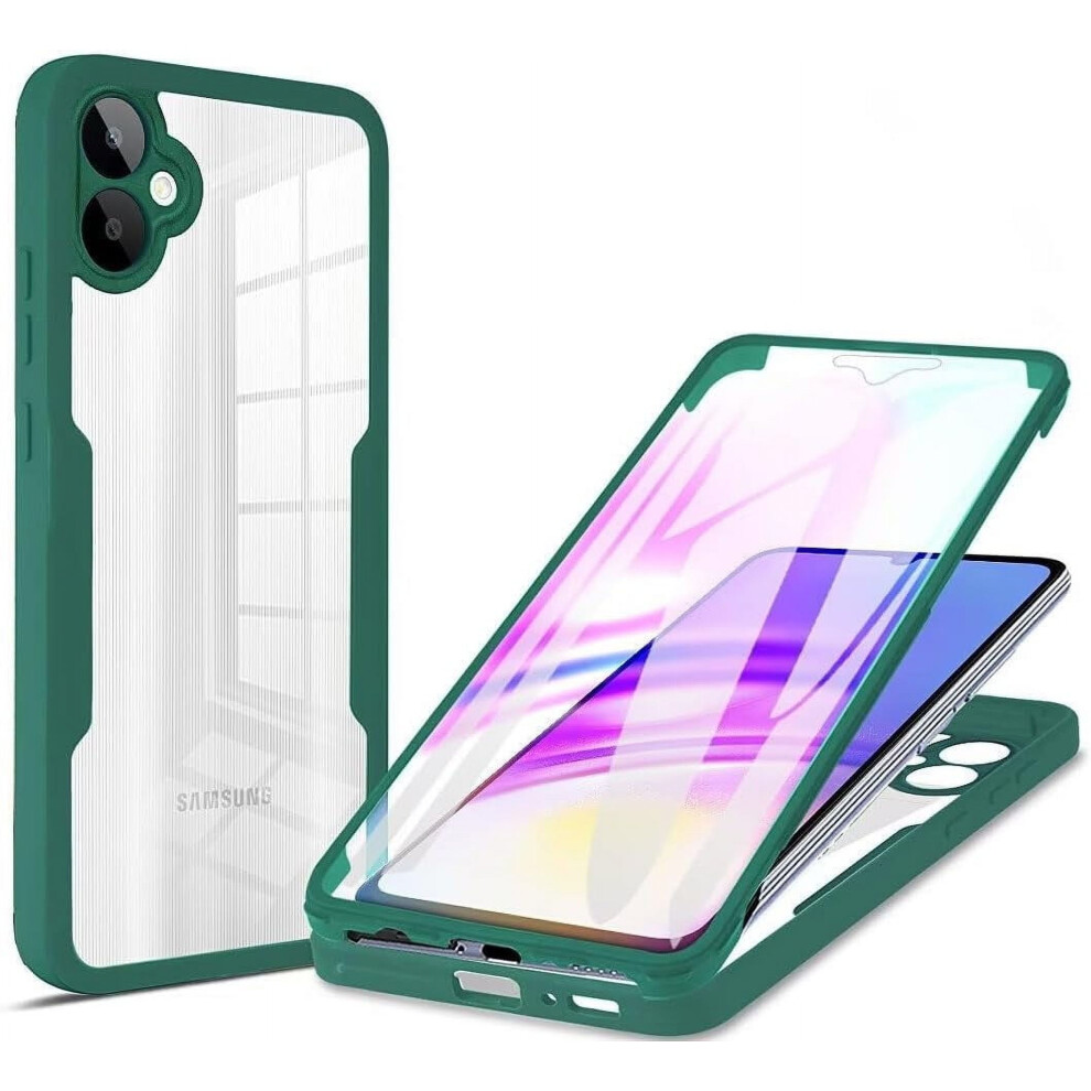 Slim Rugged Hybrid 3-In-1 Case With Built-In Screen Protector For Compatible With Samsung Galaxy A03 (Green) Green 9180333252497