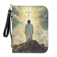 Lightweight PU Leather Bible Cover with Detachable Wristlet Strap – Compatible with 2XL Bibles, for Women & Men