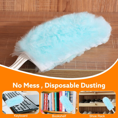 15 PCS Duster Refills Kit Compatible with Flash Dust Magnet, 360? Multi-Surface Duster Replacement with 1 Handle,Disposable Microfiber Refills for 2
