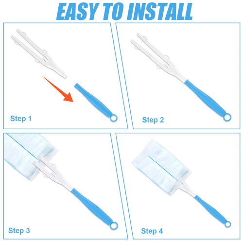 3pcs Duster Handle, Plastic Replacement Detachable Dust Handle Mop Extended Handle Compatible with Swiffer Cleaning Duster Mop Extension Handles 2