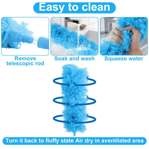 ASelected Extendable Microfiber Duster Duster with 108" Telescoping Extension Pole No Scratch to Ceiling Washable Hand Duster for Cleaning High 2