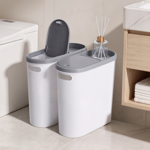 Plastic Bathroom Trash Can with Handles 10L 1