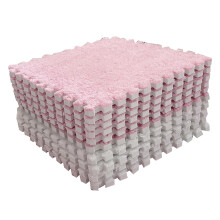 10 Stück rosa-weiße Plüsch-Schaumstoff-Teppichfliesen, ineinandersteckbarer weicher Teppich