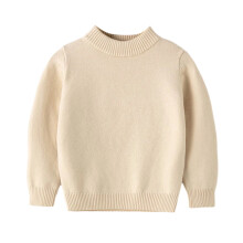 AWZXDE Kids Sweater Pullover, Round Neck, Solid Beige, Autumn/Winter Casual & Base Layer, Compatible with AWZXDE, 3-4 Years