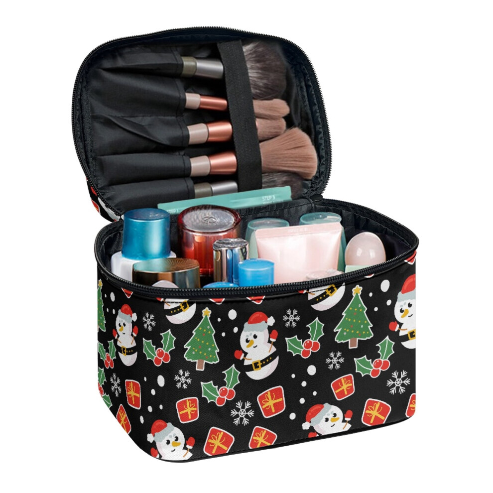 Snowman Scene Makeup Organizer Bag with Brush Slots