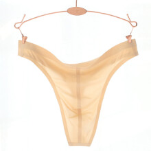 Valentine's Day Seamless Free Breathing Male Smooth Ice Silk G-Strings & Thongs Underwear Men Brief Beige XL
