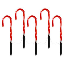 5-Pack Flickering Candy Cane Lights, Warm White LED, Indoor/Outdoor Holiday Decor, Compatible with Christmas Tree & Yard