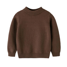 AWZXDE Kids' Brown Sweater Pullover, Round Neck, Solid Color, Casual Autumn/Winter Wear, Base Layer & Fashion Knit – Compatible with 4-5 Years