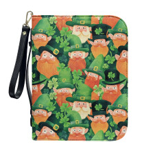 St. Patrick's Day Gnome Leprechaun Shamrock PU Leather Bible Case for Women & Men – Lightweight, Detachable Wristlet Strap, Christian Art Gift,