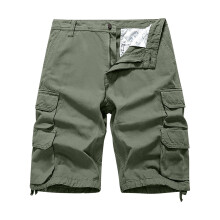 Men's Army Green Cargo Shorts, Elastic Waist & Drawstring, Loose Fit, Big & Tall, Compatible with All Sizes
