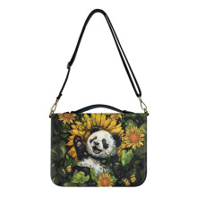 Cute Panda/Sunflower/Butterfly Print Bible Cover, Large Leather Bible Bag with Detachable Shoulder Holder, XL Bible Protector for Church & Daily Use,