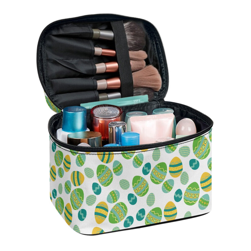 Easter Egg Pattern Polyester Makeup Bag with Slip-in Pockets, 8.86x6.5x5.9", Large Capacity, Light Gift â Compatible with All Cosmetics