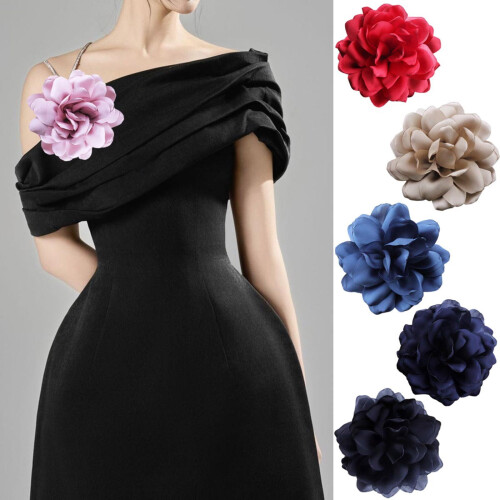 Broche fleur en tissu noir – Style français 1