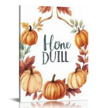 Thanksgiving Fall Wall Art Prints Hello Fall Aesthetic Posters Watercolor Pumpkin Maple Leaves for Autumn Harvest Farmhouse Home Office 16x20 in