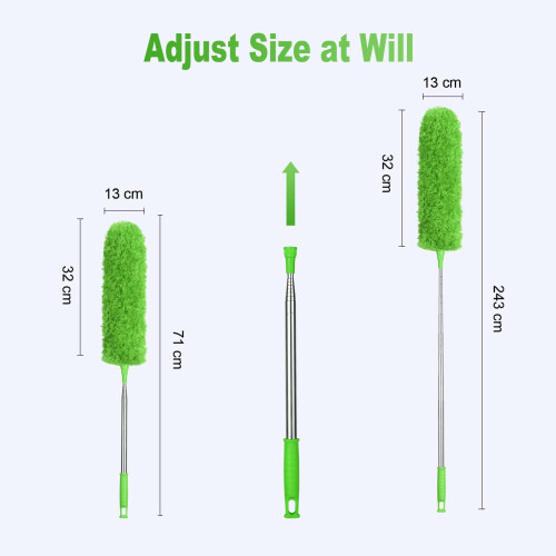 OFFCUP Feather Duster, Extendable Microfiber Duster with 96" Stainless Steel Telescopic Pole and Bendable Head, Long Handled Dusters for Cleaning 1