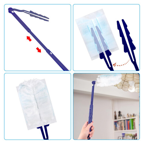 Replacement Handle Compatible with Swiffer Duster Refill, Extended Handle Only Telescopic Extended Pole Adjustable Length Duster Handle for Home 2