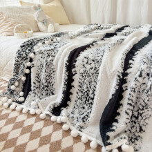 Fluffy Boho Ombre Throw Blanket | Soft Fuzzy Faux Fur Accent Blanket for Couch, Sofa, Bed (59"x79")