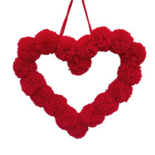 Valentine's Day Pom-Pom Wreath Plush Heart Decor