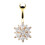 Cubic Zirconia Belly Button Ring Golden White 1