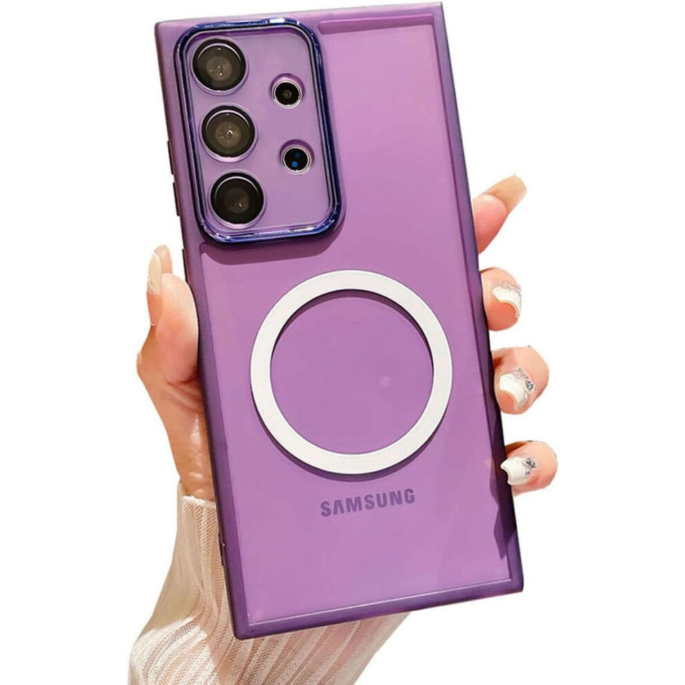 Compatible With Galaxy A52 5G Magnetic Clear Case Â Transparent Slim Tpu Shockproof Cover With Magsafe Compatibility (Purple) Purple 9426043732769