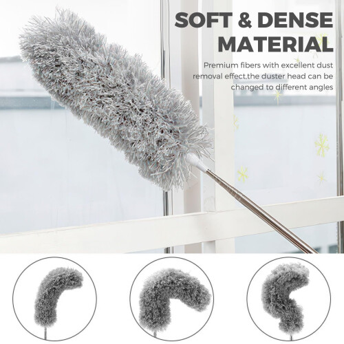Extendable Feather Duster for Cleaning,110 Inches Bendable Microfiber Dusters Long Telescopic Dusters with Pole and Handle for Cleaning Ceiling 2