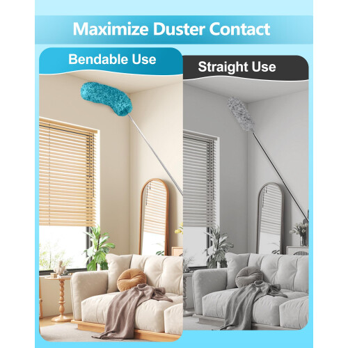 Fogray 2026 Upgraded Extendable Feather Duster with Soft Silicone Cap, Telescopic Long Handled Microfiber Dusters for Cleaning, Cobweb High Ceiling 1