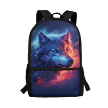 Cool Wolf 17" School Backpack for Kids – Large Capacity, Padded Straps, Casual Bookbag for School, Travel & Sports – Compatible with All Ages