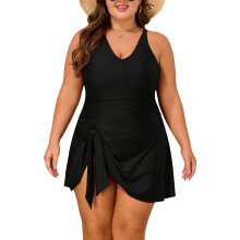 Rochie de baie dintr-o singură piesă pentru femei, mărime plus, cu control al abdomenului