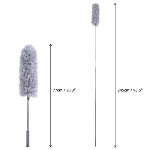 Igadgitz Home Extendable Duster 245cm (96.5"), Telescopic With Bendable Head - Fluffy Microfiber, Long Handled, Grey 1