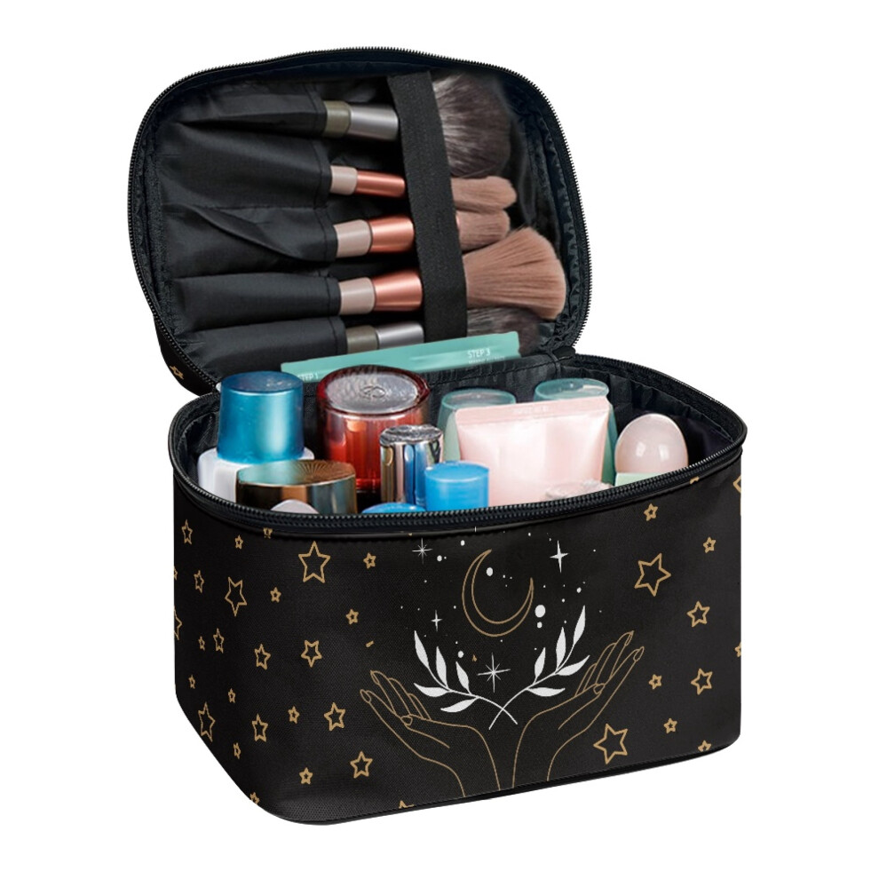 Makeup Bag Moon Star Design Large Capacity Double Zipper
