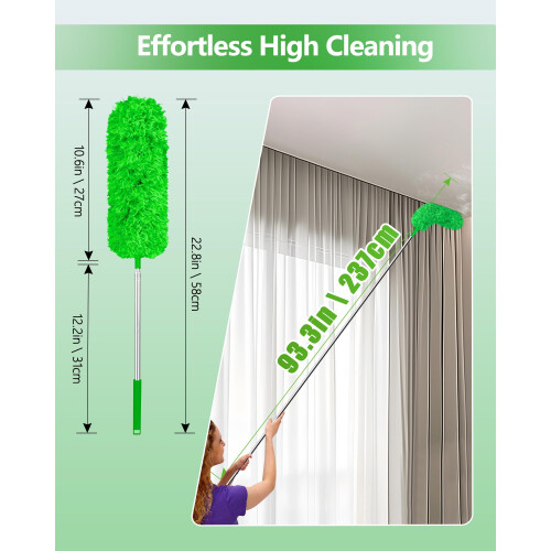 Fogray 2026 Upgraded Extendable Feather Duster with Soft Silicone Cap, Telescopic Long Handled Microfiber Dusters for Cleaning, Cobweb High Ceiling 1